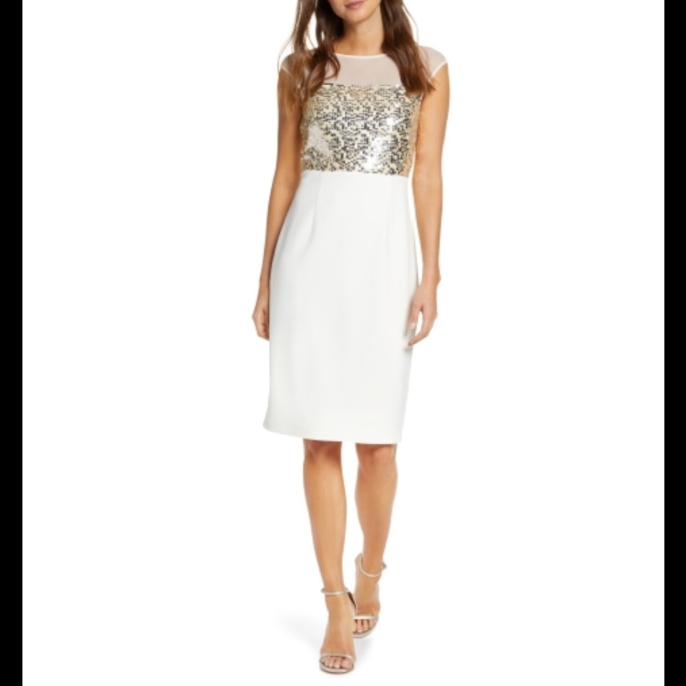 ⚡️SALE⚡️NWT Vince Camuto Sequin cream Dress